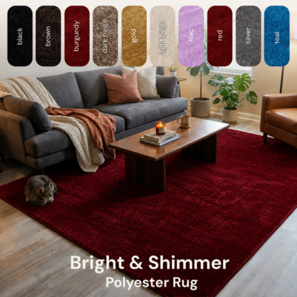 Polyester Shaggy Rug – Burgundy