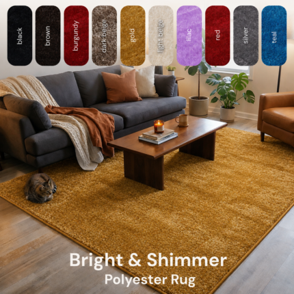 Polyester Shaggy Rug – Gold