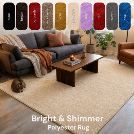 Polyester Shaggy Rug – Light Beige