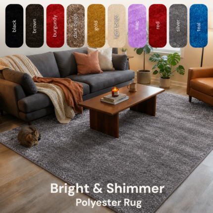 Polyester Shaggy Rug – Silver/Grey