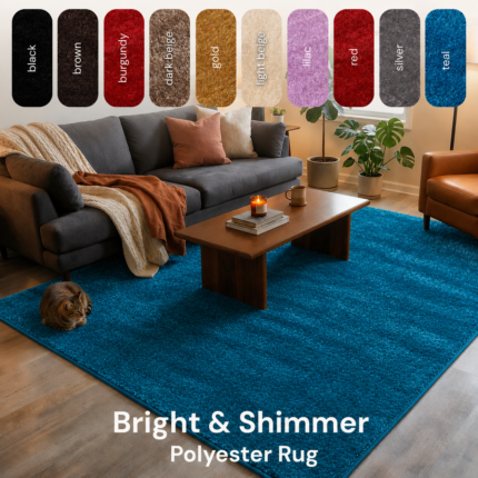 Polyester Shaggy Rug – Teal
