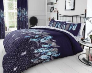 Feathers Duvet Cover and Pillowcase Set - Navy