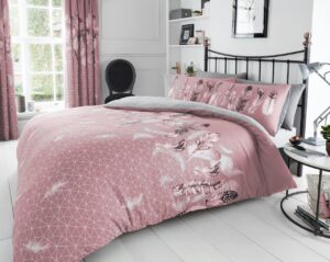 Feathers Duvet Cover and Pillowcase Set - Pink