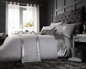 Glamorous Duvet Cover and Pillowcase Set - Silver
