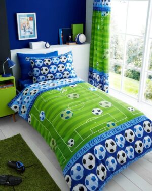 Kids Duvet Cover and Pillowcase Set - Goal - Blue