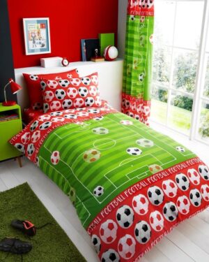 Kids Duvet Cover and Pillowcase Set - Goal - Red