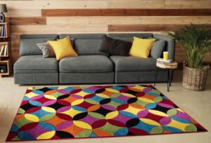 Carved Rug Multi - Circles Bright