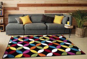 Carved Rug Multi - Circle Black
