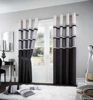 Panama Curtains - Silver/Black