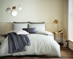 Pom Pom Duvet Cover and Pillowcase Set - Grey