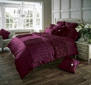 Verina Duvet Cover and Pillowcase Set - Aubergine