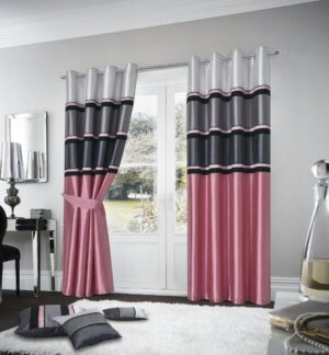 Panama Curtains - Blush Pink/Grey