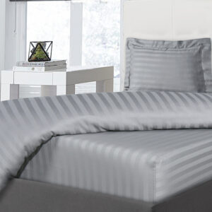 100% Cotton Hotel Quality Satin Stripe Cosy Breathable Extra Deep Bedsheet or Pillowcase Pair - Grey