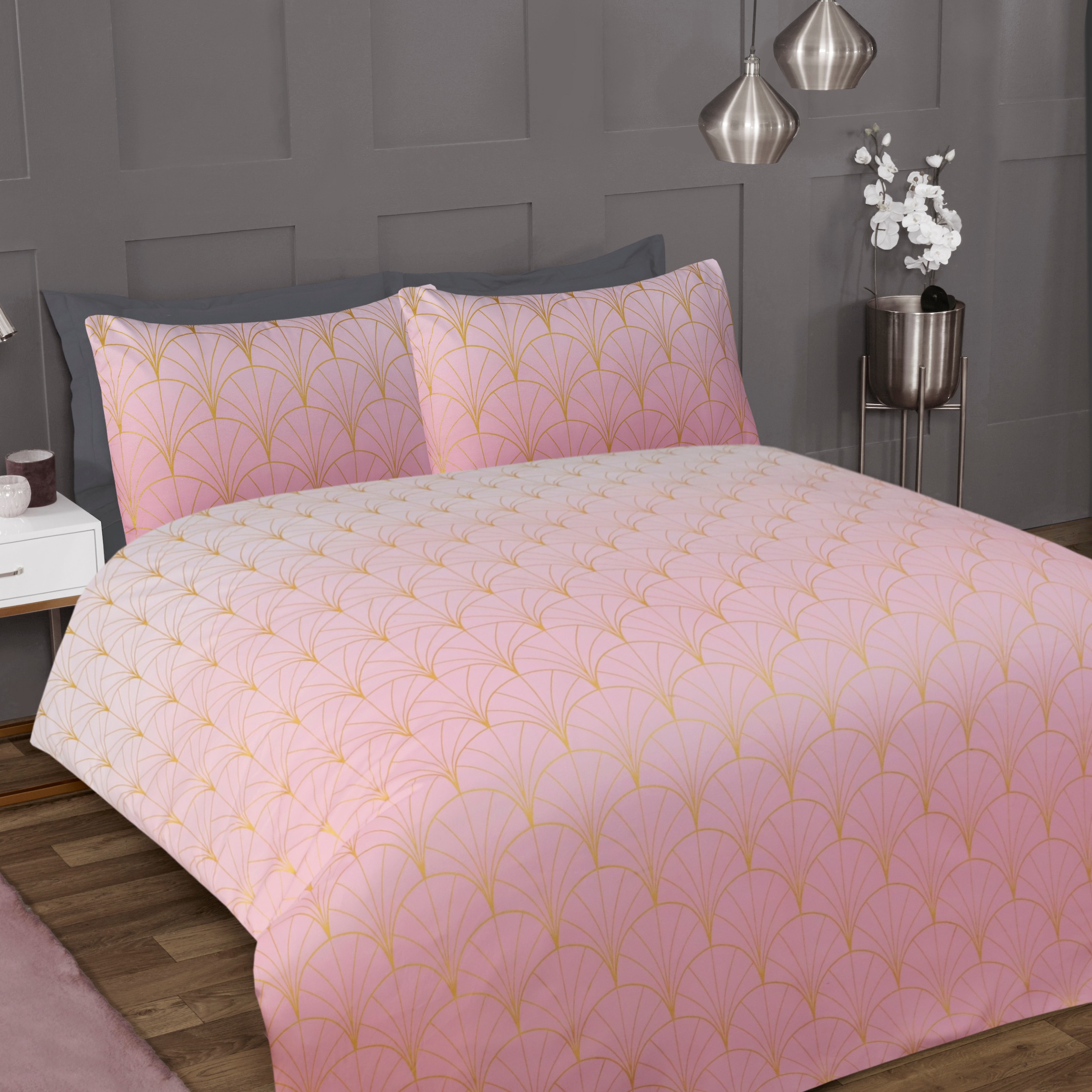 Ombre Mettalic Deco Blush squ Duvet