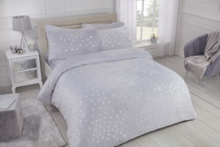 polka dot foil fleece bedding set