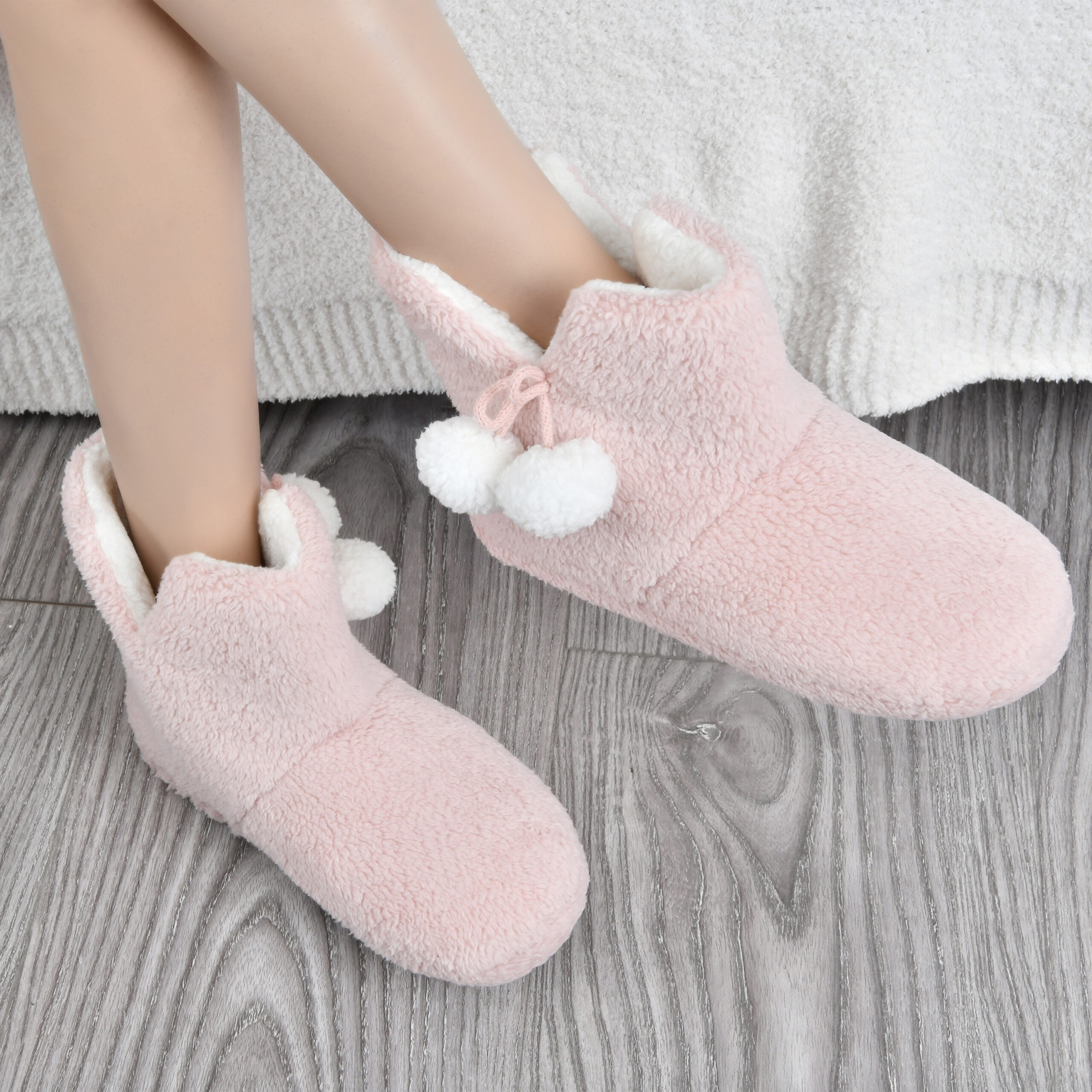 HSEAB020036 TEDDY BOOT SLIPPERS BLUSH (1) Bootie