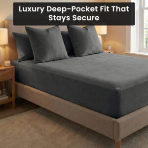 100% Brushed Cotton Flannelette Luxury 32cm Deep Fitted Sheet - Charcoal