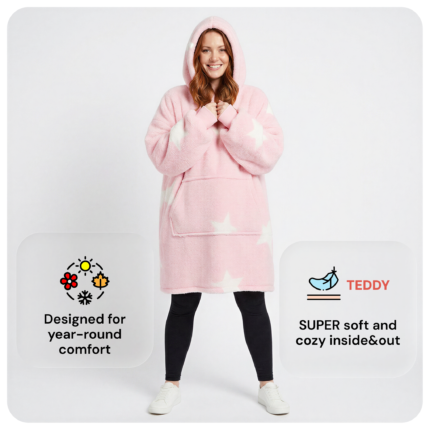 Ladies Single Layer Borg Blanket Hoodie – Pink