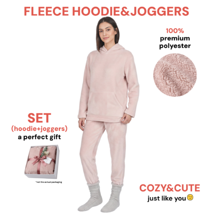 Ladies Fleece Hoodie & Jogger Set – Pink