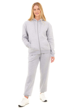 Urban Look Women's Long Sleeve Fleece Zip Hoodie - Active Wear, Plus Sizes, Light Grey Small