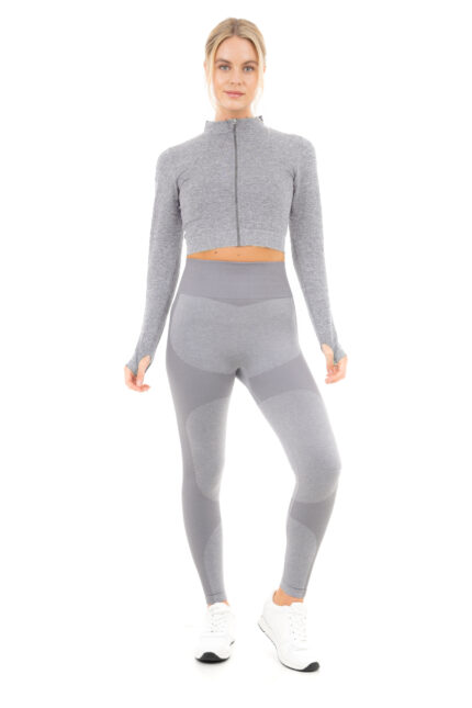 Women's Seamless Ribbed Marl Jacket - Grey Marl