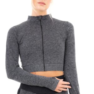 Women's Seamless Ribbed Marl Jacket - Black