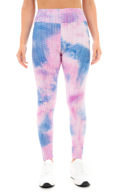 Women's High Rise Tie Dye Honeycomb Waffle Leggings - Pink