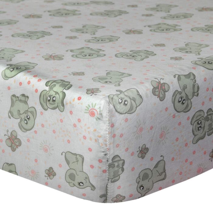 Nursery Happy Elephant Crib Fitted Sheet