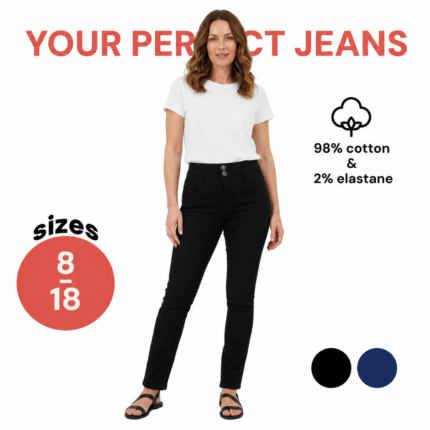 Women's High Waist Double Button Skinny Jeans - Black