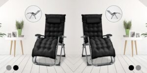 Zero Gravity Chair with Cushion & Pillow - Pair - Black