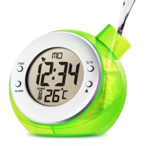 Water Power Kettle Shape Thermometer Clock - Green