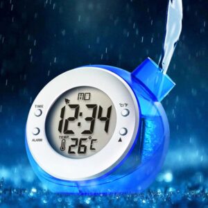 Water Power Kettle Shape Thermometer Clock - Blue