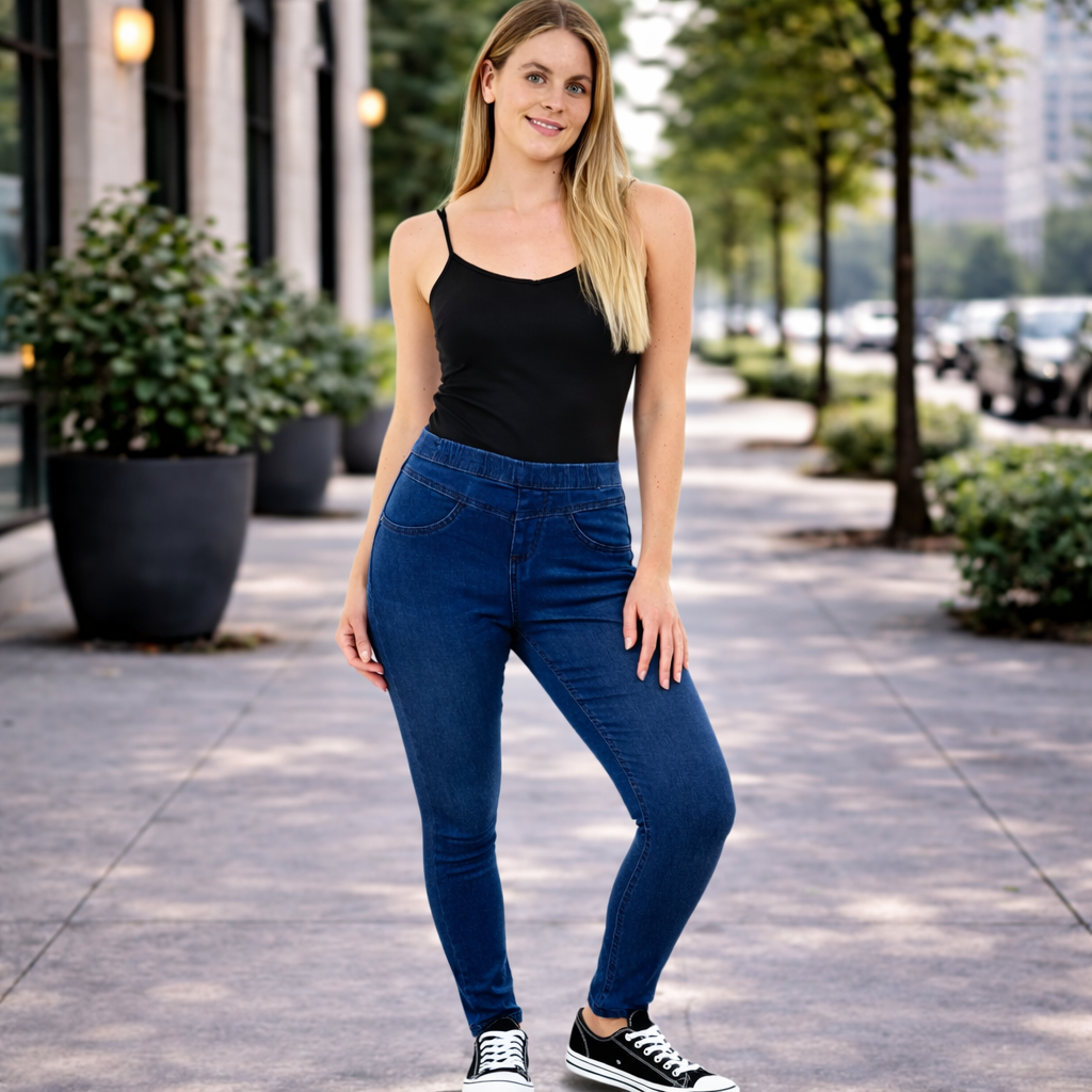 Young woman on urban sidewalk