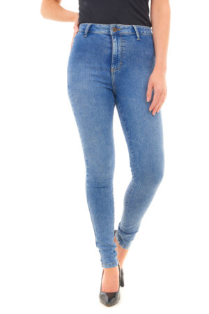 Women's Stylish Skinny Fit High Waist Denim Jeans - Acid Blue