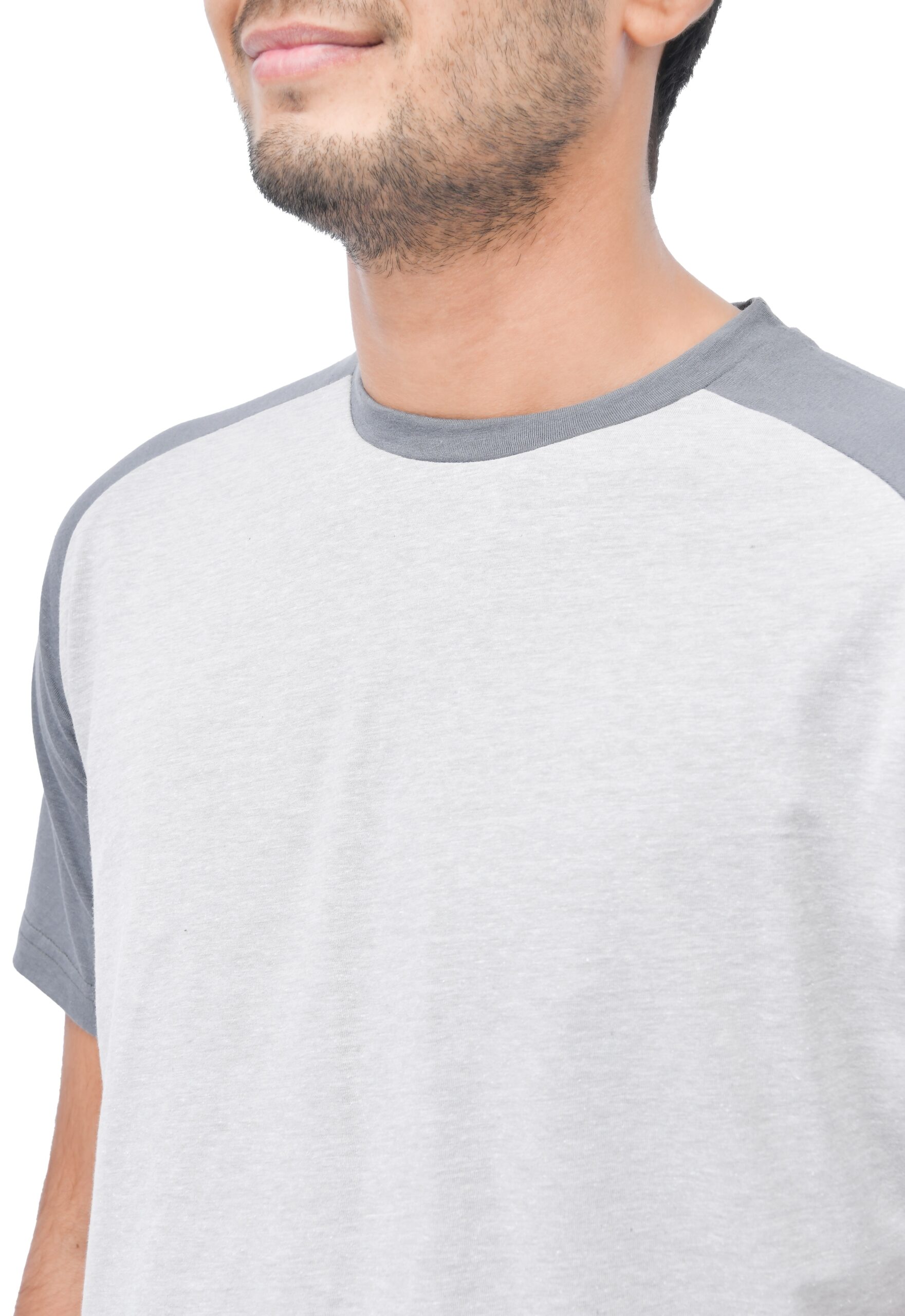 1728KMSET1142 MENS RAGLAN SS CHECK CUFFED PANT SET GREY (7) - Copy