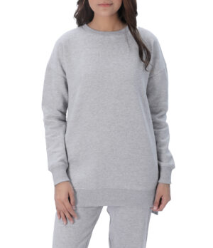 Ladies Longline Crewneck Sweatshirt - Grey