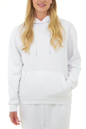 Women's Cozy Polycotton Hoodie - Soft Pullover with Pocket - White
