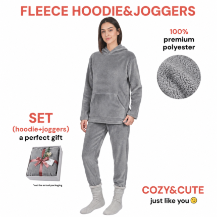 Ladies Fleece Hoodie & Jogger Set – Charcoal