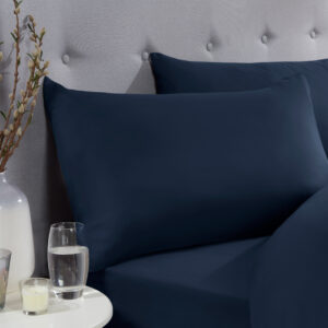Super Soft Warm Cosy Plain Dye Housewife Pillowcases Pair - Navy