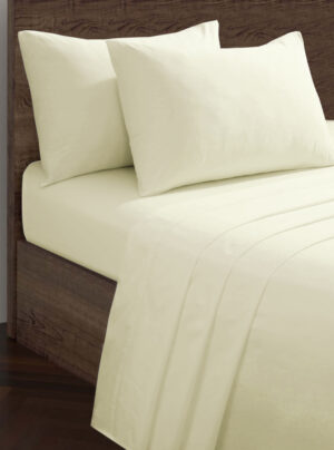 Polycotton Housewife Pillowcases Pair 180 Thread Count - Cream