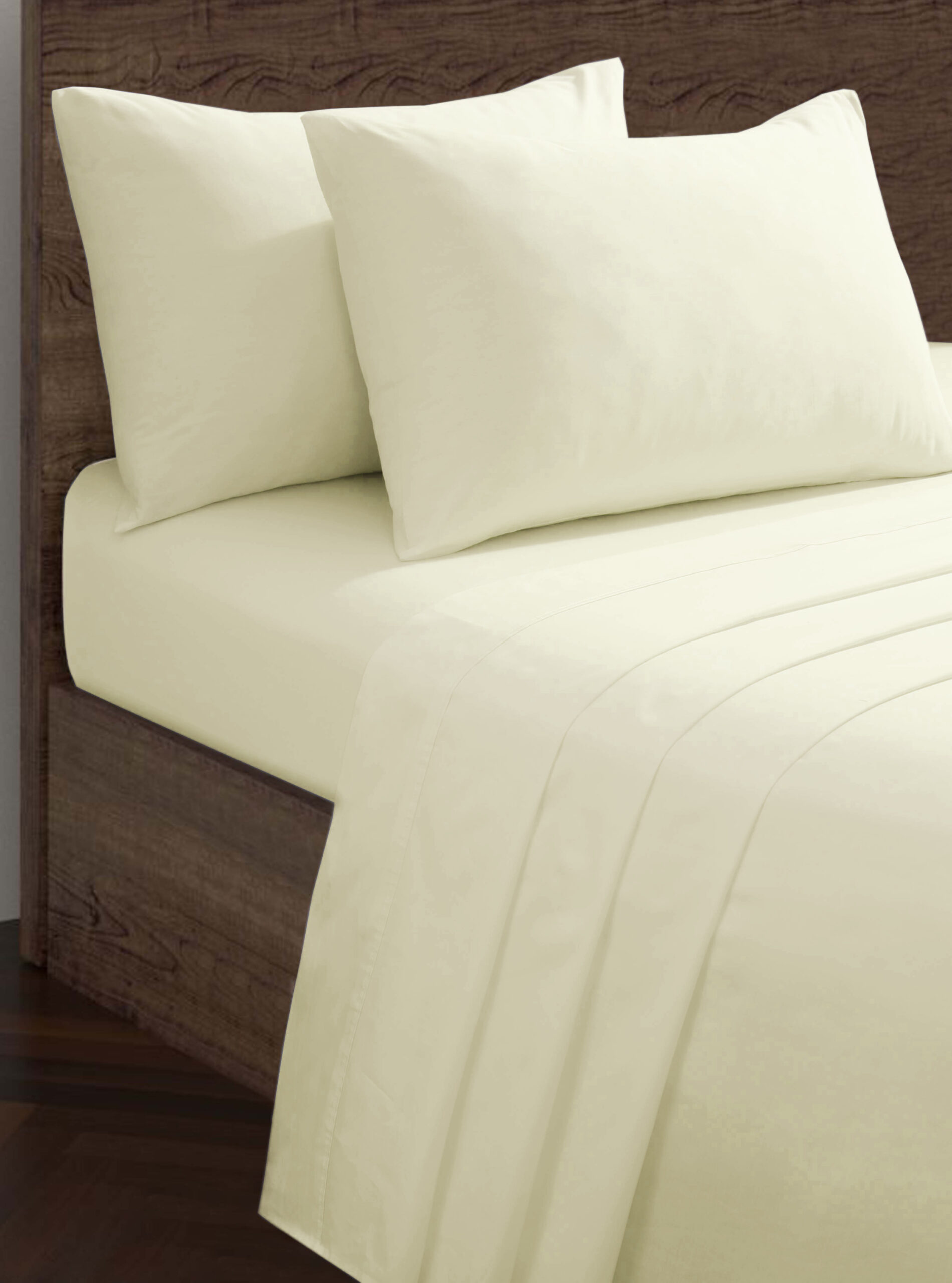 Non Iron T-180 Fitted,Flat Sheet Cream