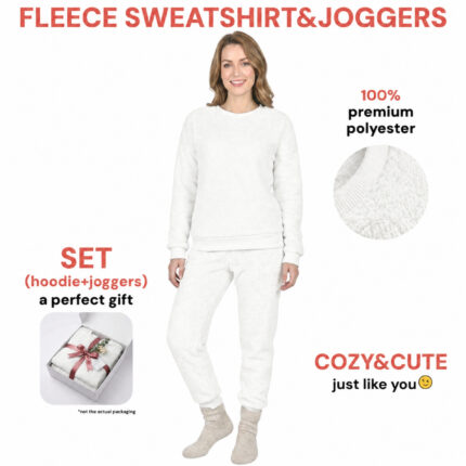 Ladies Teddy Fleece Pyjama Set – Cream