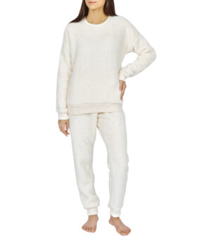 Ladies Fleece Hoodie & Jogger Set - Cream