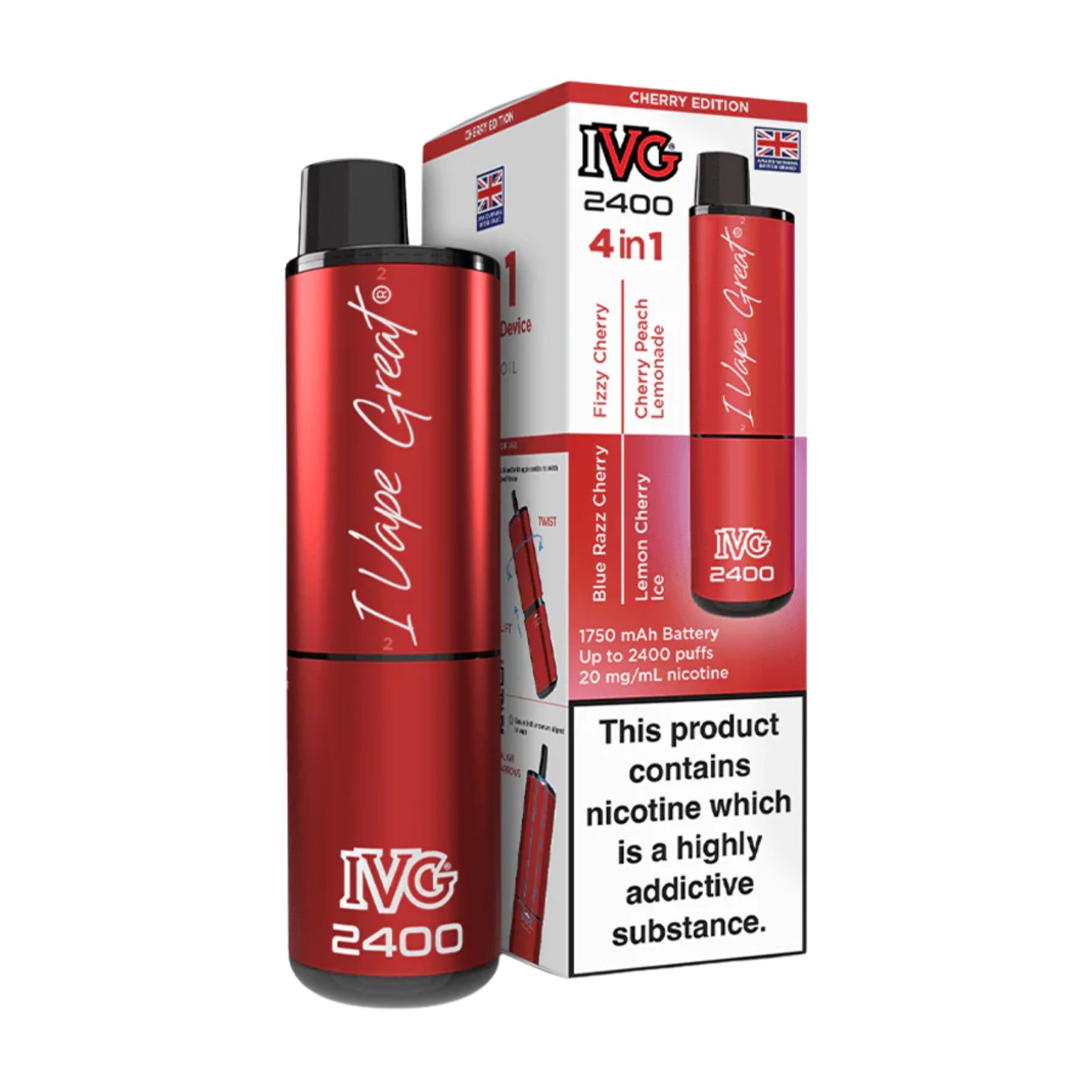 Cherry Edition IVG 2400 (4 in 1) Disposable Vape - Cherry Edition