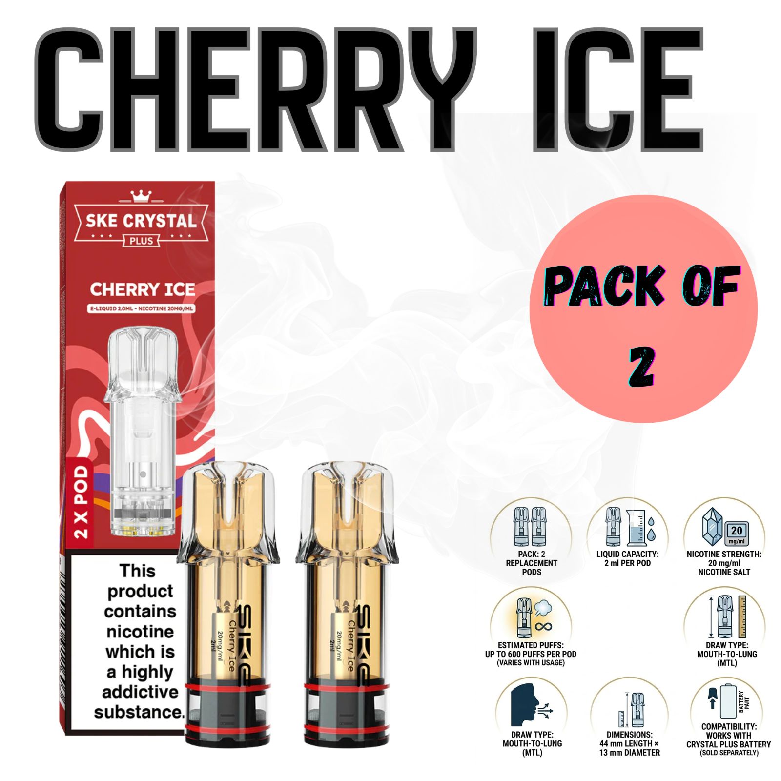 Cherry Ice 1 Crystal Plus Replacement Basketridges Vapes - Cherry Ice