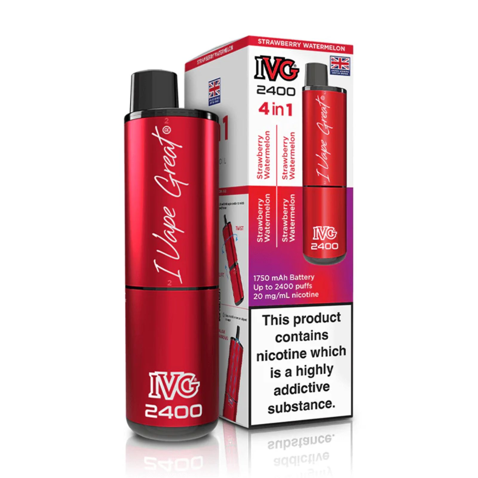 Strawberry watermellon IVG 2400 Disposable Vape - Strawberry Watermelon