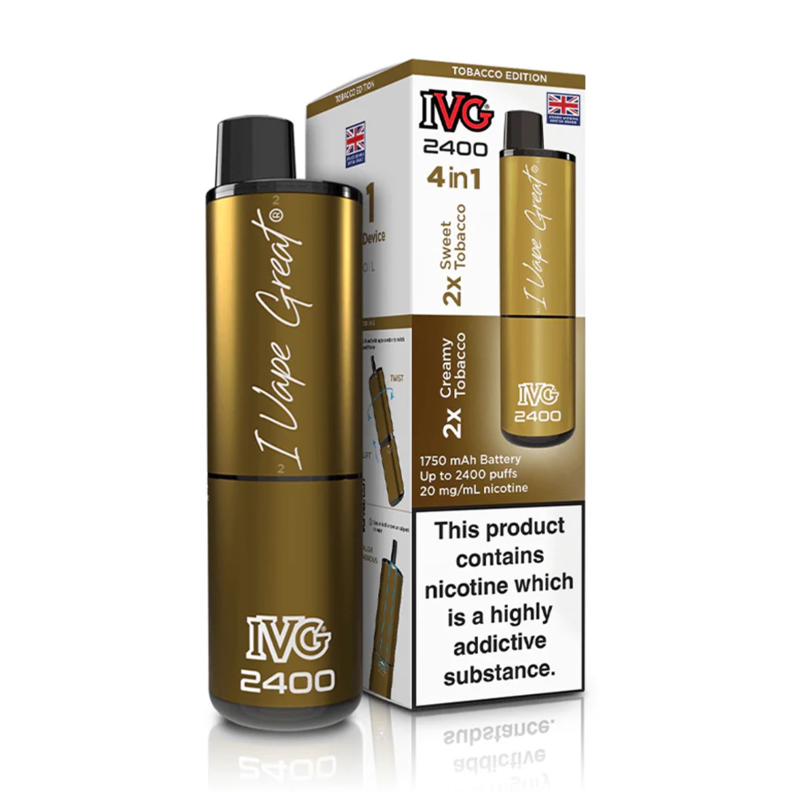 Tobacco Edition IVG 2400 (4 in 1) Disposable Vape - Tobacco Edition