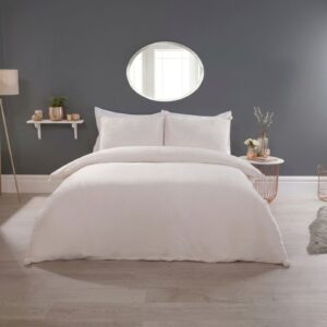 Luxurious Pom Pom Fleece Duvet Cover with Pillowcases - Cream
