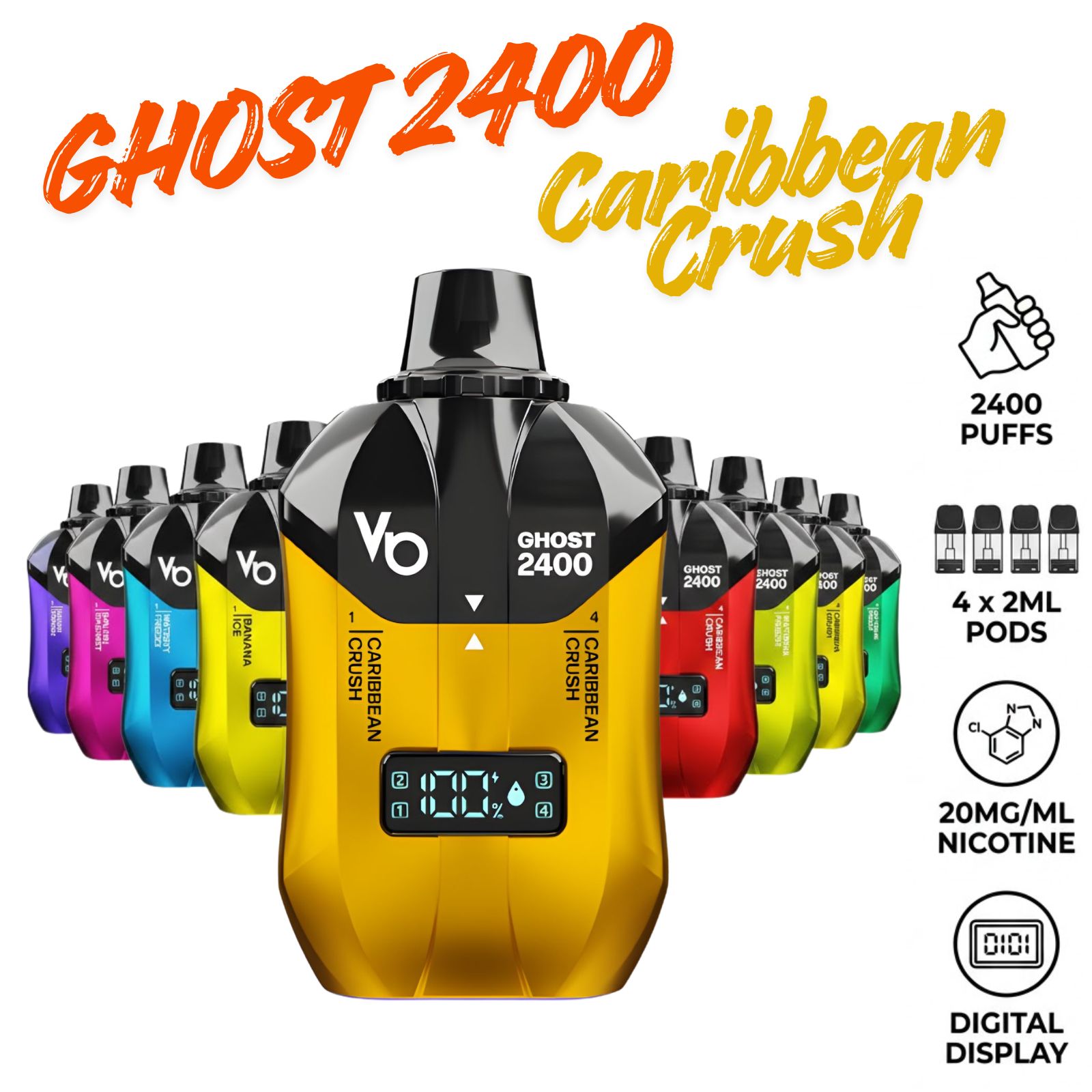 Untitled (1600 x 1600 px) (84) Ghost 2400 Vape - Caribbean Crush (Multi)