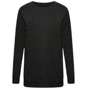 Ladies Longline Crewneck Sweatshirt - Black